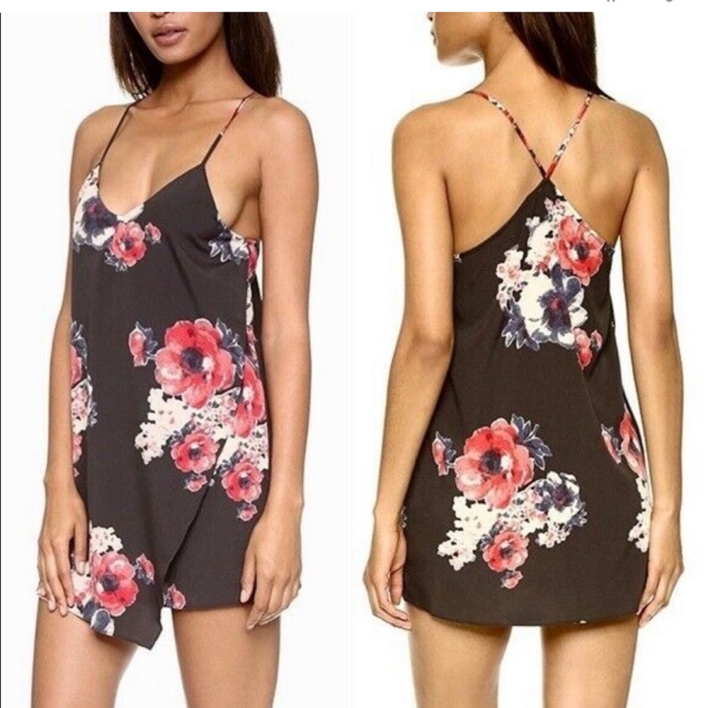 Free People Grey Floral Slip Dress Size Large